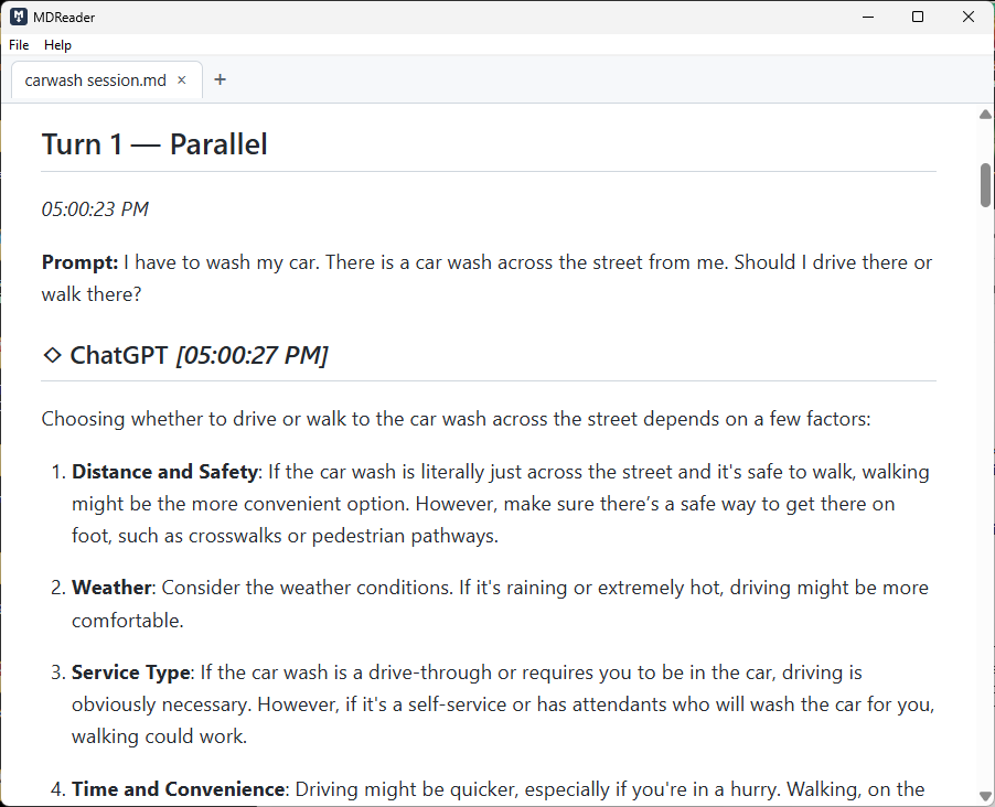 MDReader showing an open Markdown document